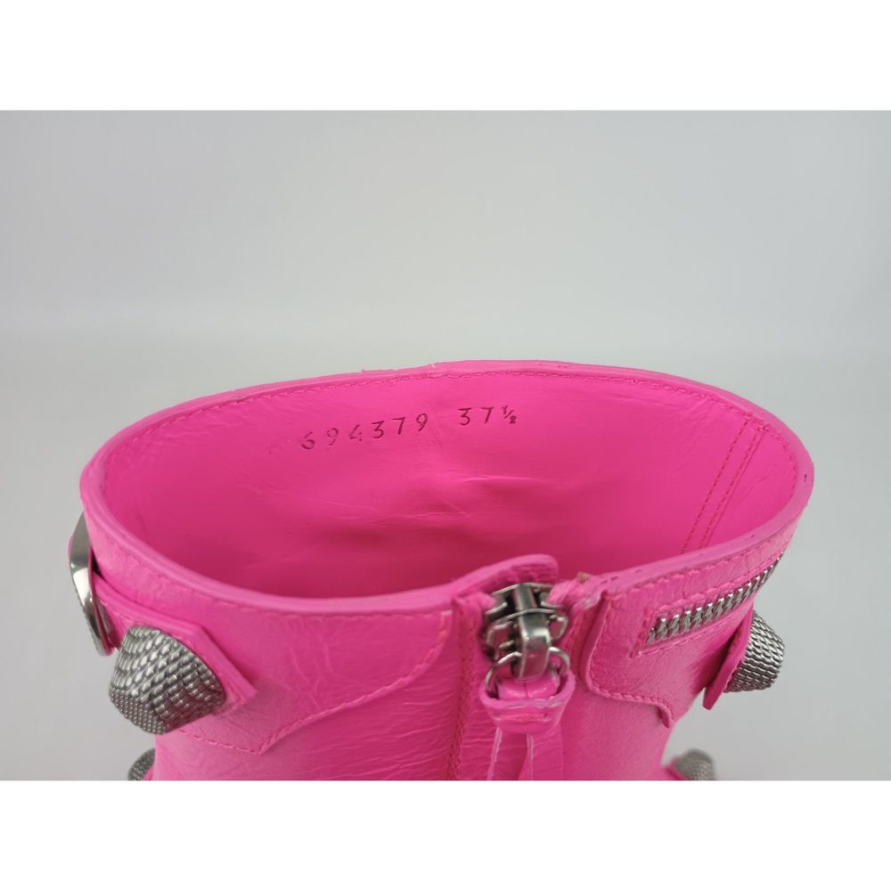 Balenciaga Women's Fluo Pink Cagole Leather Pointed Toe Ankle Boots Size 37.5 - Picture 9 of 9